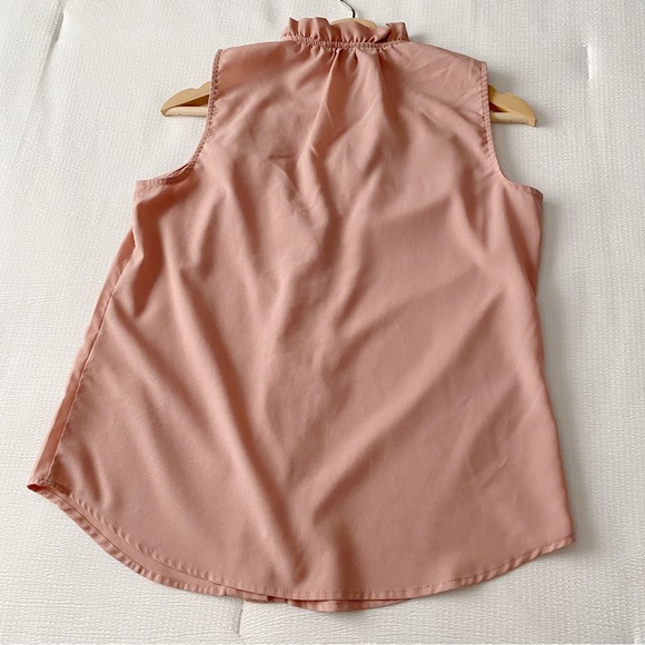 Banana Republic Pink Ruffle Neck Pink Sleeveless Button Down Top - Picture 5 of 8